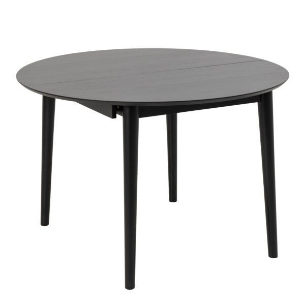 Montreux Round Extending Dining Table in Black 115-154 cm Included 6 Cassandra Dining Chair with Armrest in Black - Image 2