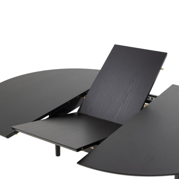 Montreux Round Extending Dining Table in Black 115-154 cm Included 6 Cassandra Dining Chair with Armrest in Black - Image 4
