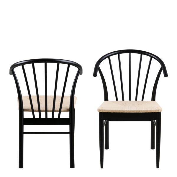 Montreux Round Extending Dining Table in Black 115-154 cm Included 6 Cassandra Dining Chair with Armrest in Black - Image 9
