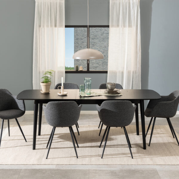 Montreux Rectangular Extending Dining Table in Black 180-219 cm - Image 5
