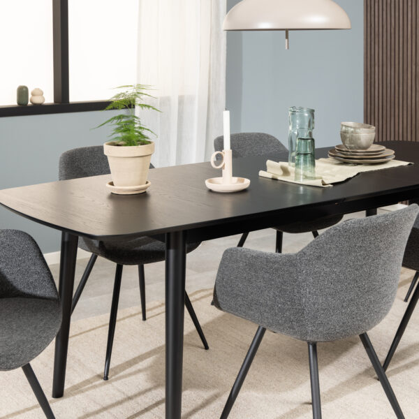 Montreux Rectangular Extending Dining Table in Black 180-219 cm - Image 6