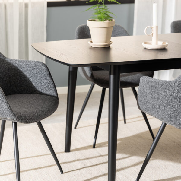 Montreux Rectangular Extending Dining Table in Black 180-219 cm - Image 7