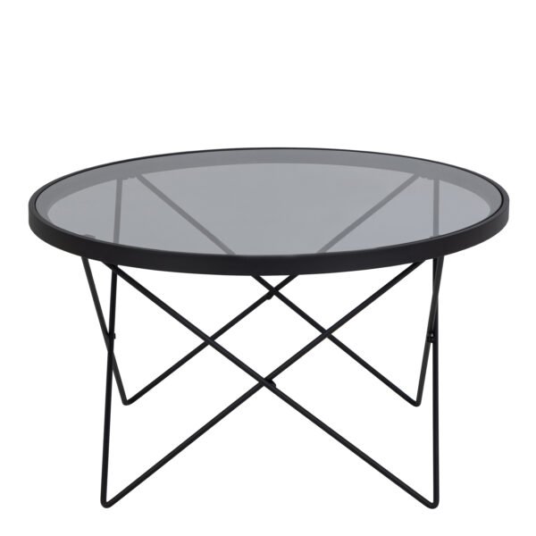 Cuxton Black Coffee Table with Smoked Glass Top - Image 3