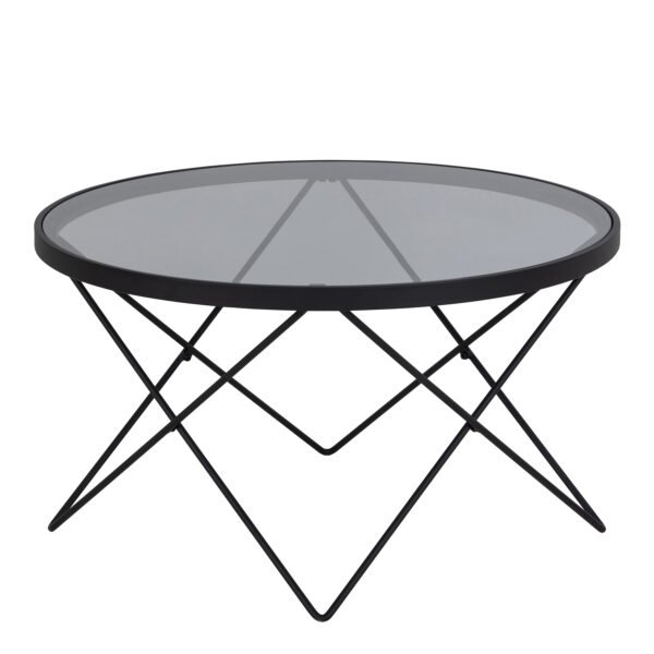 Cuxton Black Coffee Table with Smoked Glass Top - Image 4