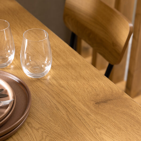 Peru Dining Table in Black and Oak Included 4 Peru Dining Chair in Steel and Oak - Image 4