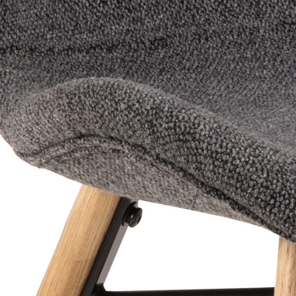 Townsville Round Dining Table in White and Oak Included 4 Batilda Dining Chairs with Grey Fabric and Oak - Image 9