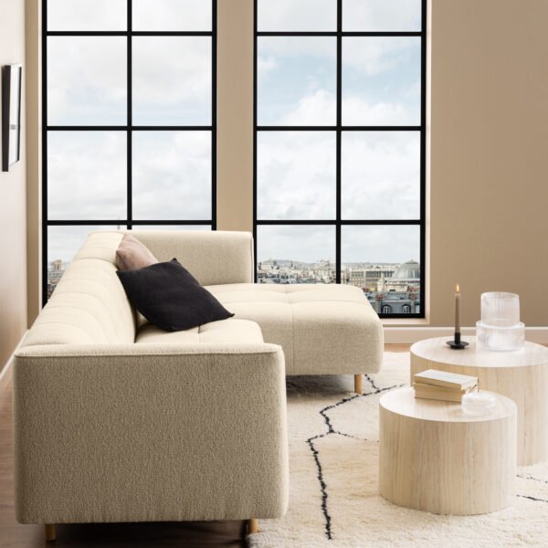 Dice Round Coffee Table Set in Light Travertine Effect - Image 4