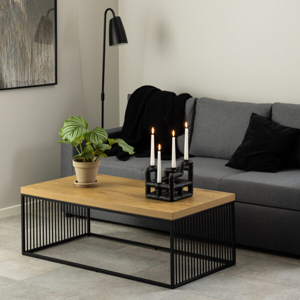 Strington Coffee Table in Black and Oak - Image 2