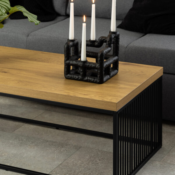 Strington Coffee Table in Black and Oak - Image 4