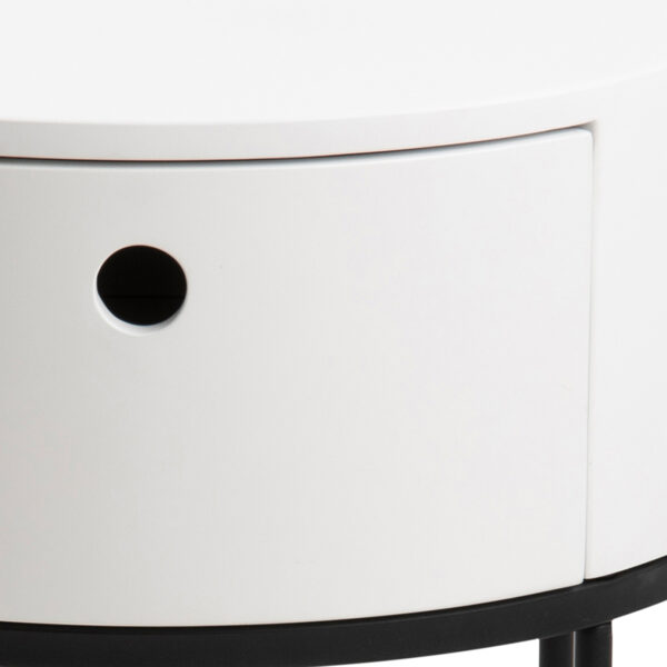 Polo Round Bedside Table in White and Black - Image 5