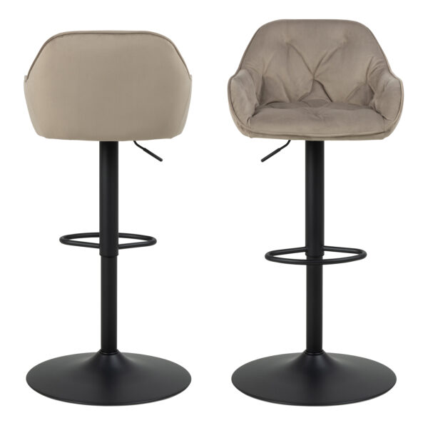 Brooke Swivel Bar Stool with Height Adjustable Function in Beige Set of 2 - Image 3