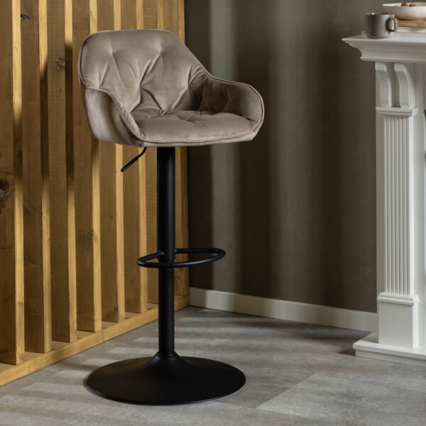 Brooke Swivel Bar Stool with Height Adjustable Function in Beige Set of 2 - Image 2