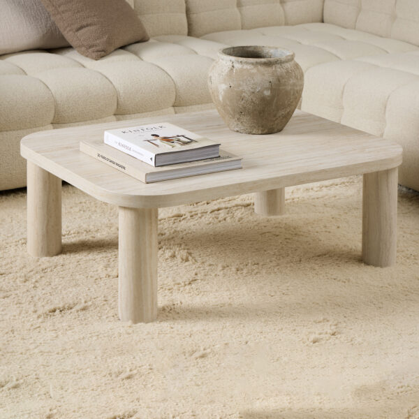 Solano Rectangular Coffee Table in Light Travertine 100 x 75 cm - Image 3
