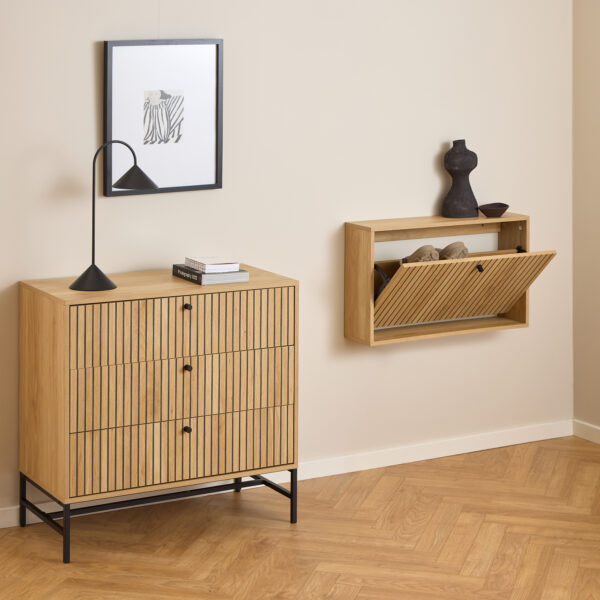 Albany Shoe Cabinet 1 Flip Down Door In Oak - Image 6
