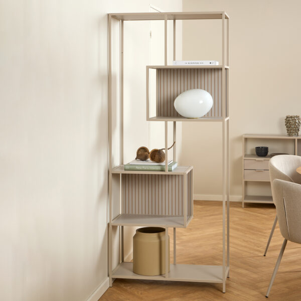 Seaford Tall Grey Metal Bookcase with 5 Shelves - Image 7