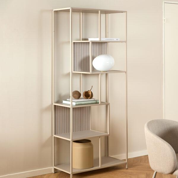 Seaford Tall Grey Metal Bookcase with 5 Shelves - Image 2