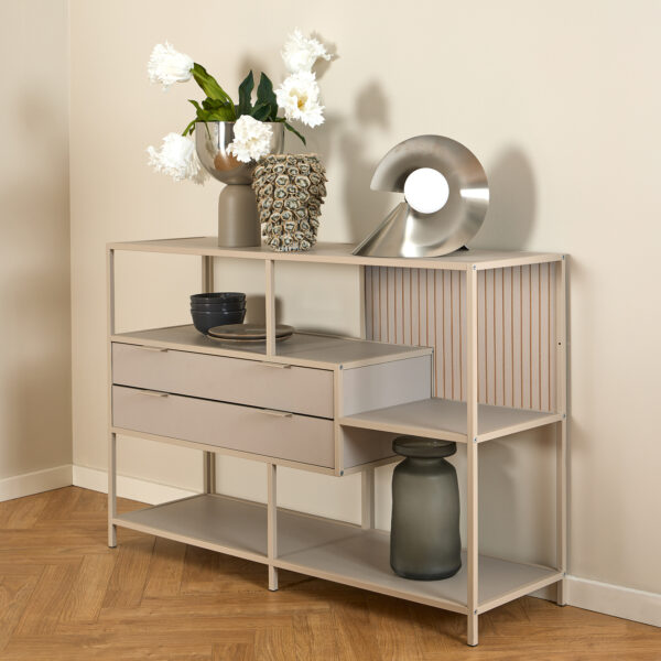 Seaford Grey Storage Unit with 2 Drawers and 3 Shelves - Image 6