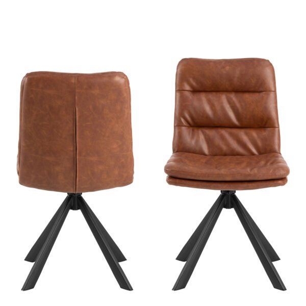 Dean Brandy PU Swivel Dining Chair Set of 2 - Image 3