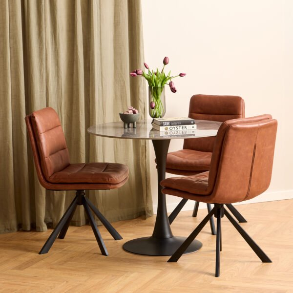 Dean Brandy PU Swivel Dining Chair Set of 2 - Image 2