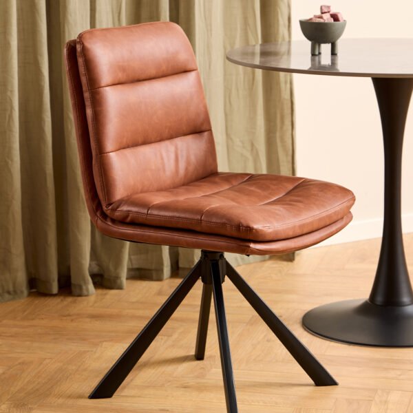 Dean Brandy PU Swivel Dining Chair Set of 2 - Image 5