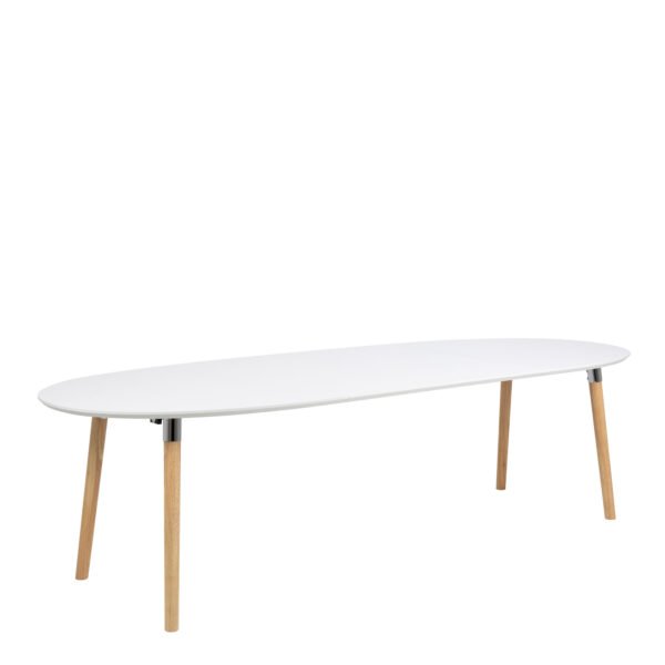 Belina Oval Dining Table in White & Oak - Image 4