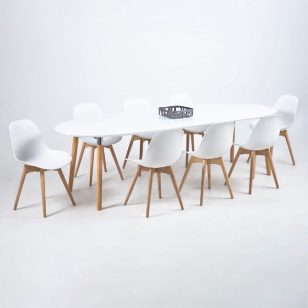 Belina Oval Dining Table in White & Oak - Image 2