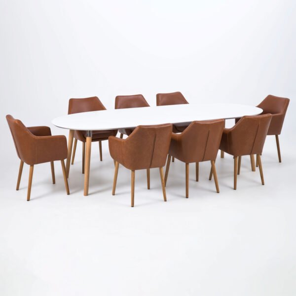 Belina Oval Dining Table in White & Oak - Image 5
