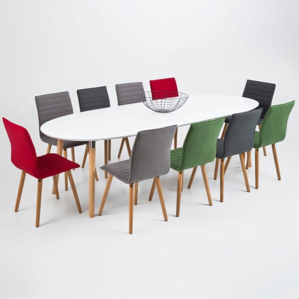 Belina Oval Dining Table in White & Oak - Image 6