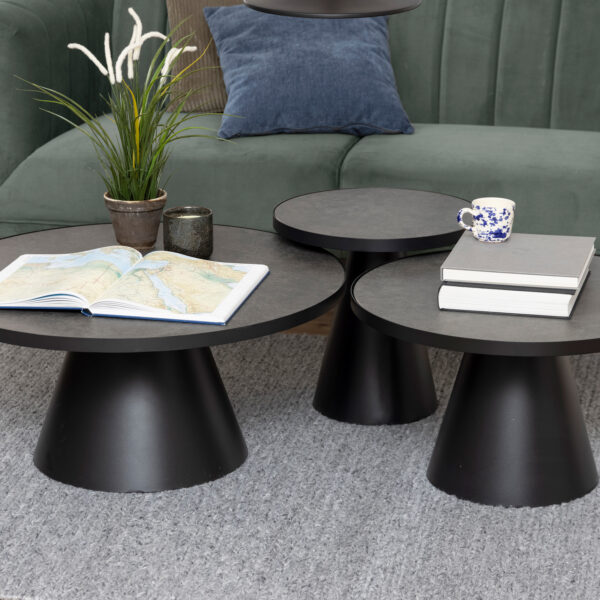 Soli Round Ceramic Coffee Table in Black 65.7x40cm - Image 3