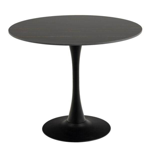 Malta Ceramic Round Dining Table in Black 90x75cm Included 4 Celia Dining Chair in Light Grey - Image 2