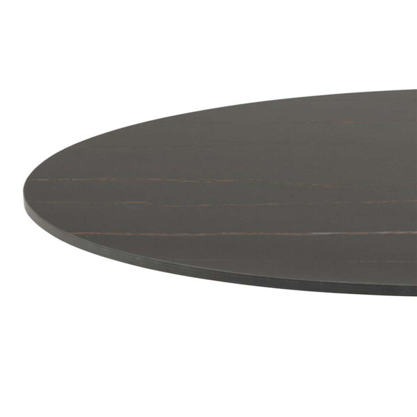 Malta Ceramic Round Dining Table in Black 90x75cm Included 4 Celia Dining Chair in Light Grey - Image 4