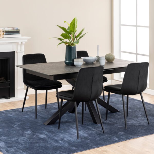 Heaven Extendable Dining Table with Ceramic Black Top 168cm - Image 2