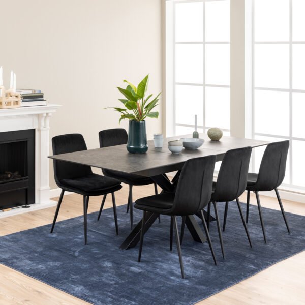 Heaven Extendable Dining Table with Ceramic Black Top 168cm - Image 5