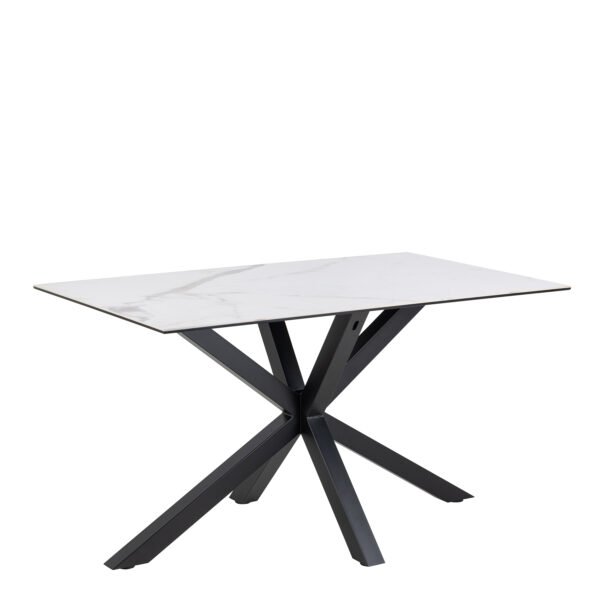 Heaven Dining Table with Ceramic White Top 135cm Included 4 Alonso Swivel Cream Dining Chair with Armrest - Image 3