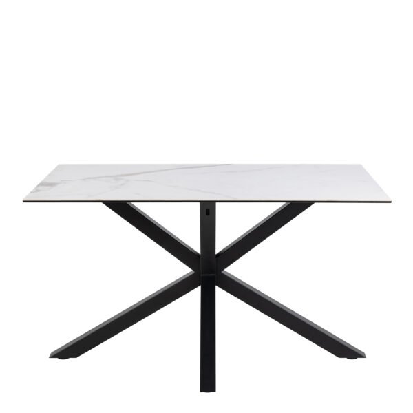 Heaven Dining Table with Ceramic White Top 135cm Included 4 Alonso Swivel Cream Dining Chair with Armrest - Image 4