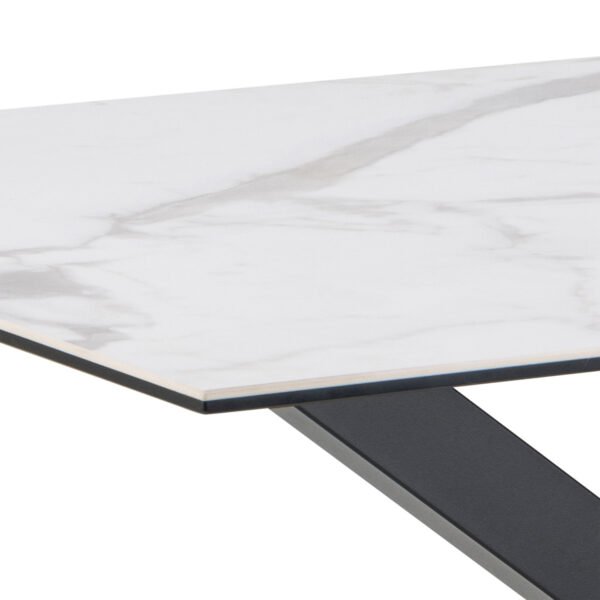 Heaven Dining Table with Ceramic White Top 135cm Included 4 Alonso Swivel Cream Dining Chair with Armrest - Image 5