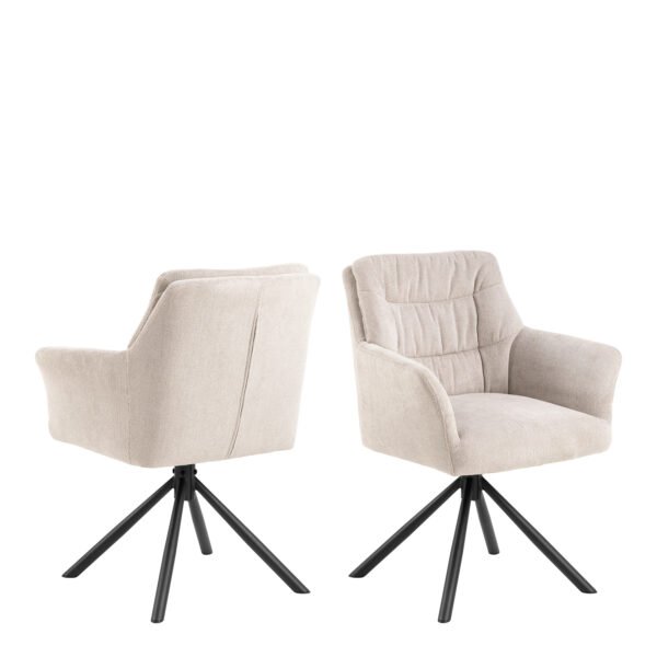 Heaven Dining Table with Ceramic White Top 135cm Included 4 Alonso Swivel Cream Dining Chair with Armrest - Image 8