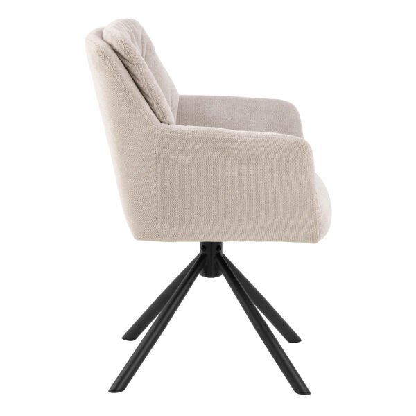 Heaven Dining Table with Ceramic White Top 135cm Included 4 Alonso Swivel Cream Dining Chair with Armrest - Image 9
