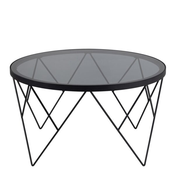 Halstow Coffee Table in Black with Smoked Glass Top - Image 3