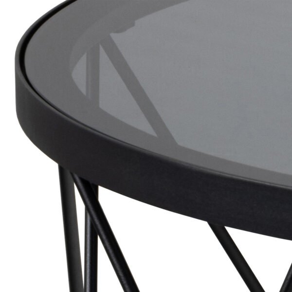 Halstow Coffee Table in Black with Smoked Glass Top - Image 5