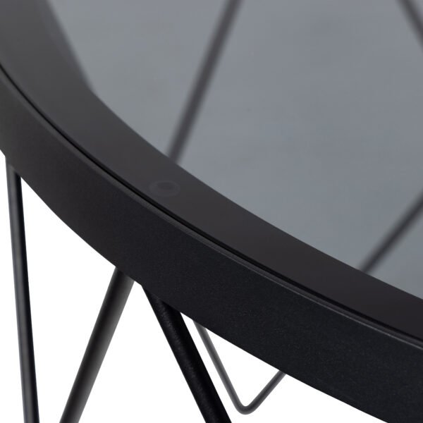Halstow Coffee Table in Black with Smoked Glass Top - Image 6
