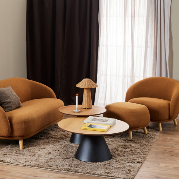 Soli Round Coffee Table in Oak/Black 85x40cm - Image 3