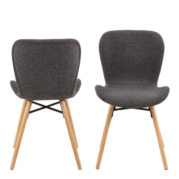 Batilda Dining Chairs with Grey Fabric and Oak Set of 2 - Image 2