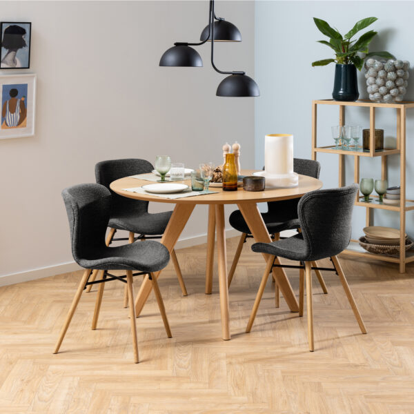 Batilda Dining Chairs with Grey Fabric and Oak Set of 2 - Image 4