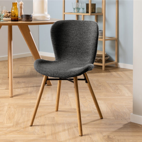 Batilda Dining Chairs with Grey Fabric and Oak Set of 2 - Image 5