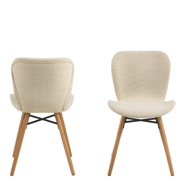 Batilda Dining Chairs with Cream Fabric and Oak Set of 2 - Image 2