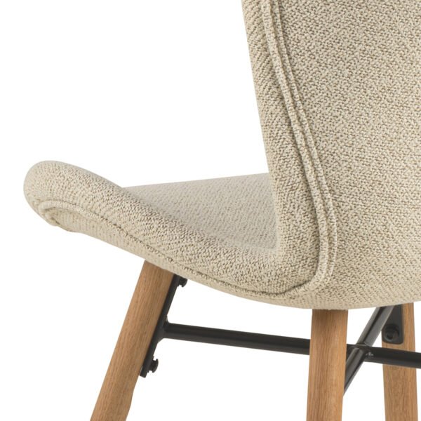 Batilda Dining Chairs with Cream Fabric and Oak Set of 2 - Image 8