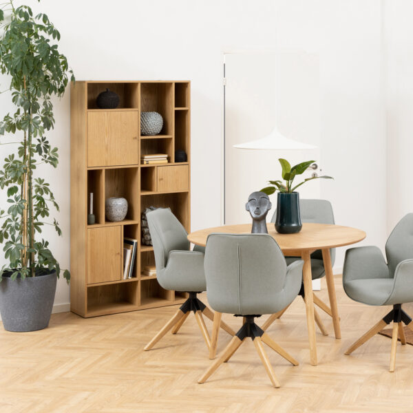 Rangoon 3 Door Large Bookcase in Oak - Image 5