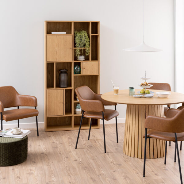 Rangoon 3 Door Large Bookcase in Oak - Image 6