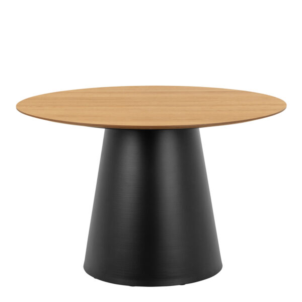 Soli Round Dining Table in Oak/Black 120x75cm Included 4 Darlene Dining Chair with Armrest and Swivel Function in Green - Image 3